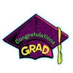 Graduation cap with "Congratulations Grad" text.
