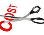 Scissors cutting the word "Cost" in half.