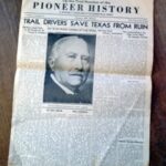Vintage newspaper page with headline and portrait.